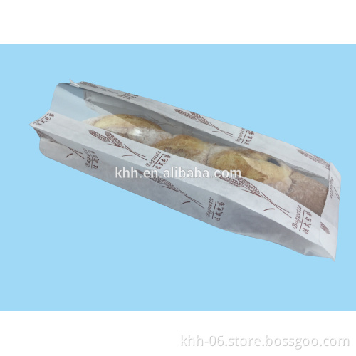 High Qualiyt custom printing kraft paper french bread packaging bag with clear window